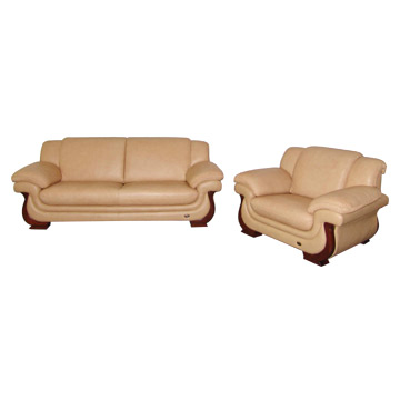 Wooden leg leather sofa 